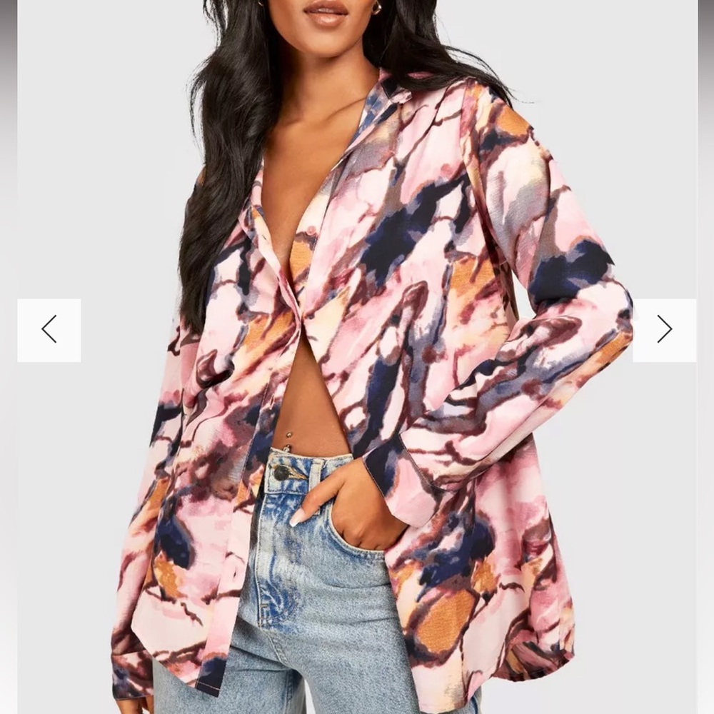 Tall Marble Abstract Print Shirt - Picture 4 of 9